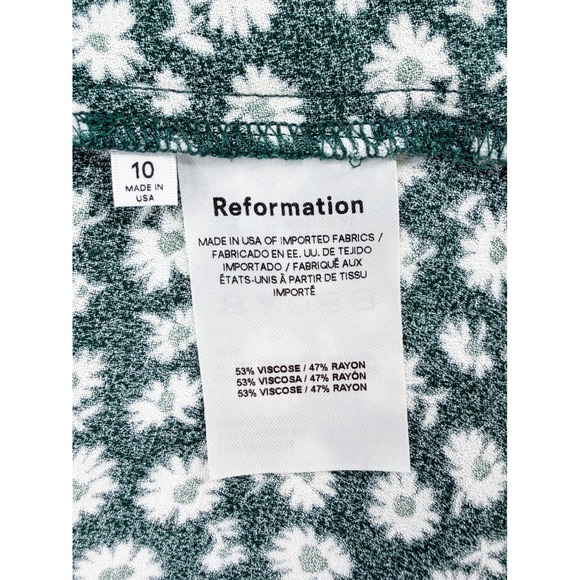 Reformation Zoe Midi Skirt in Chiana Emerald Green Daisy Size 10 High Slit - Picture 5 of 5